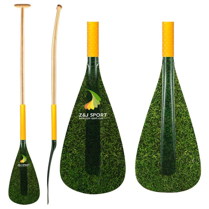 ZJ Hybrid Outrigger Canoe Paddle with Fiberglass Blade And Wood Shaft For Kids
