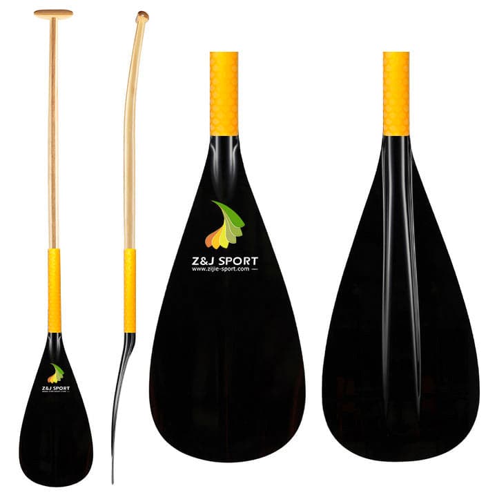 ZJ Hybrid Outrigger Canoe Paddle with Fiberglass Blade And Wood Shaft For Kids
