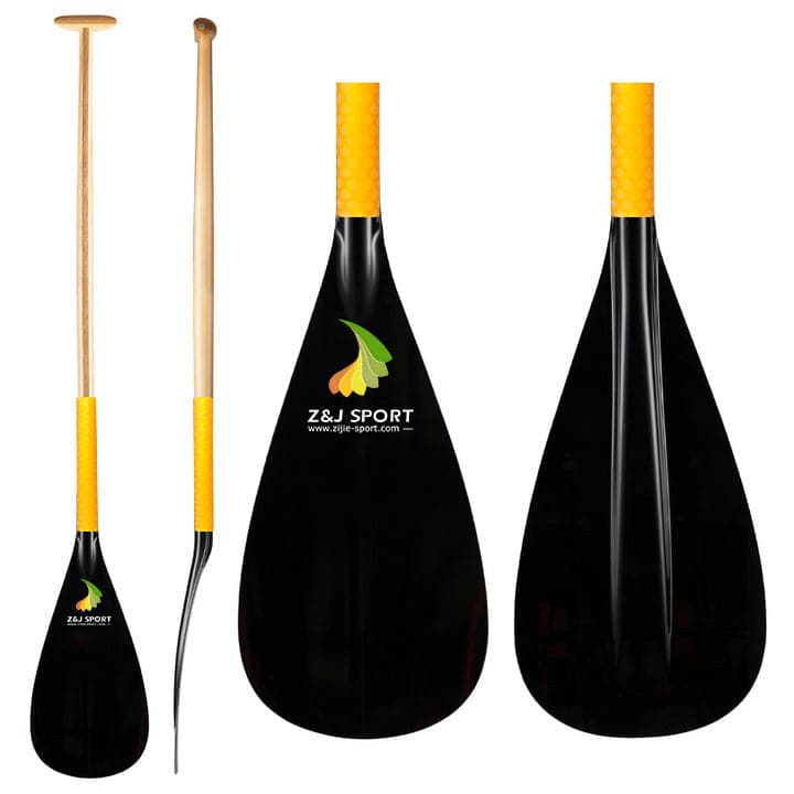 ZJ Hybrid Outrigger Canoe Paddle with Fiberglass Blade And Wood Shaft For Kids