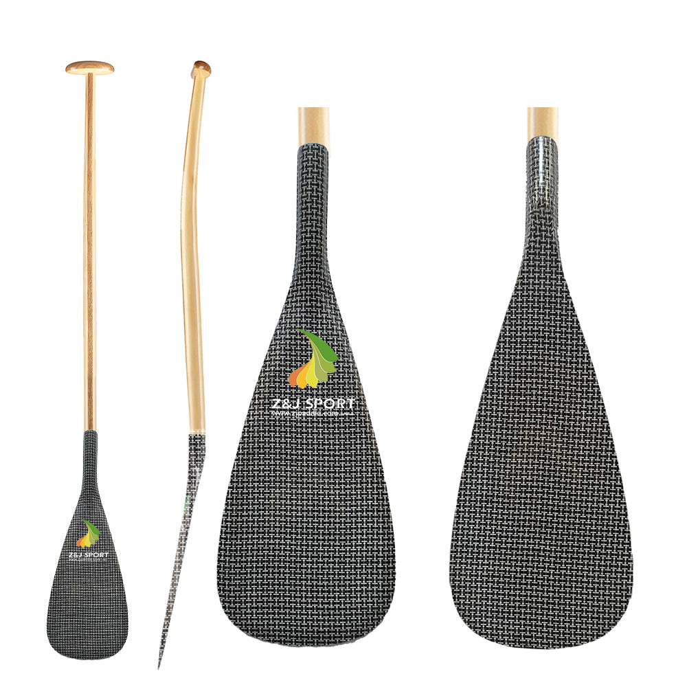 ZJ Hybrid Kids Outrigger Canoe Paddle for Va'a, Waka-ama, Vaka Carbon/Kevlar Blade (KM:22cm*42cm)
