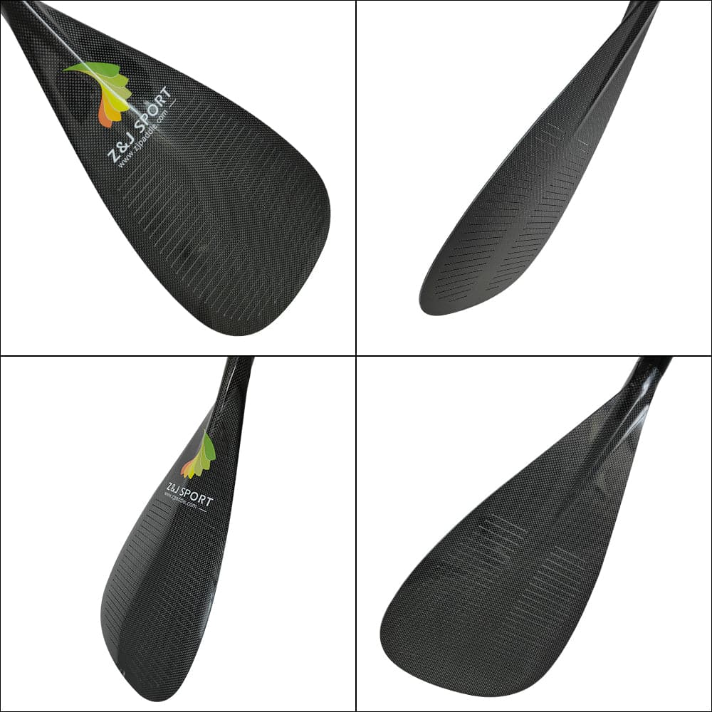 ZJ Outrigger Canoe Paddle for Va‘a Carbon Blade with Slit Upper Bent Shaft with Anti Skid Grip