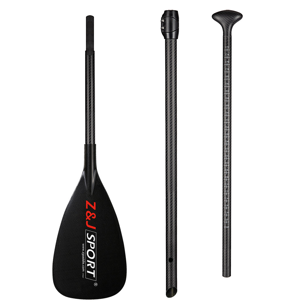 ZJ 3-Piece Adjustable SUP Paddle All Water Carbon Stand up Paddle 90sq.in Blade (Q)