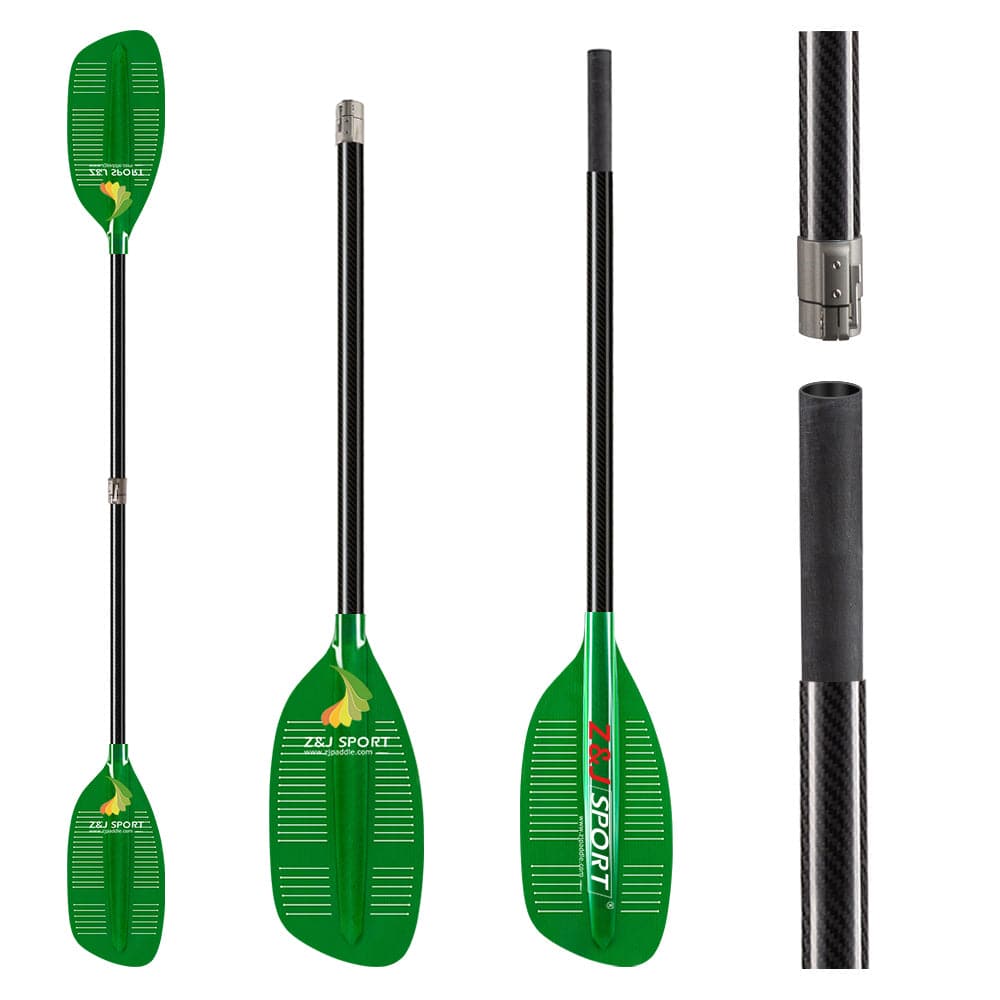 ZJ Whitewater Kayaking Paddle Translucent Fiberglass Blade with Slit and Carbon Shaft