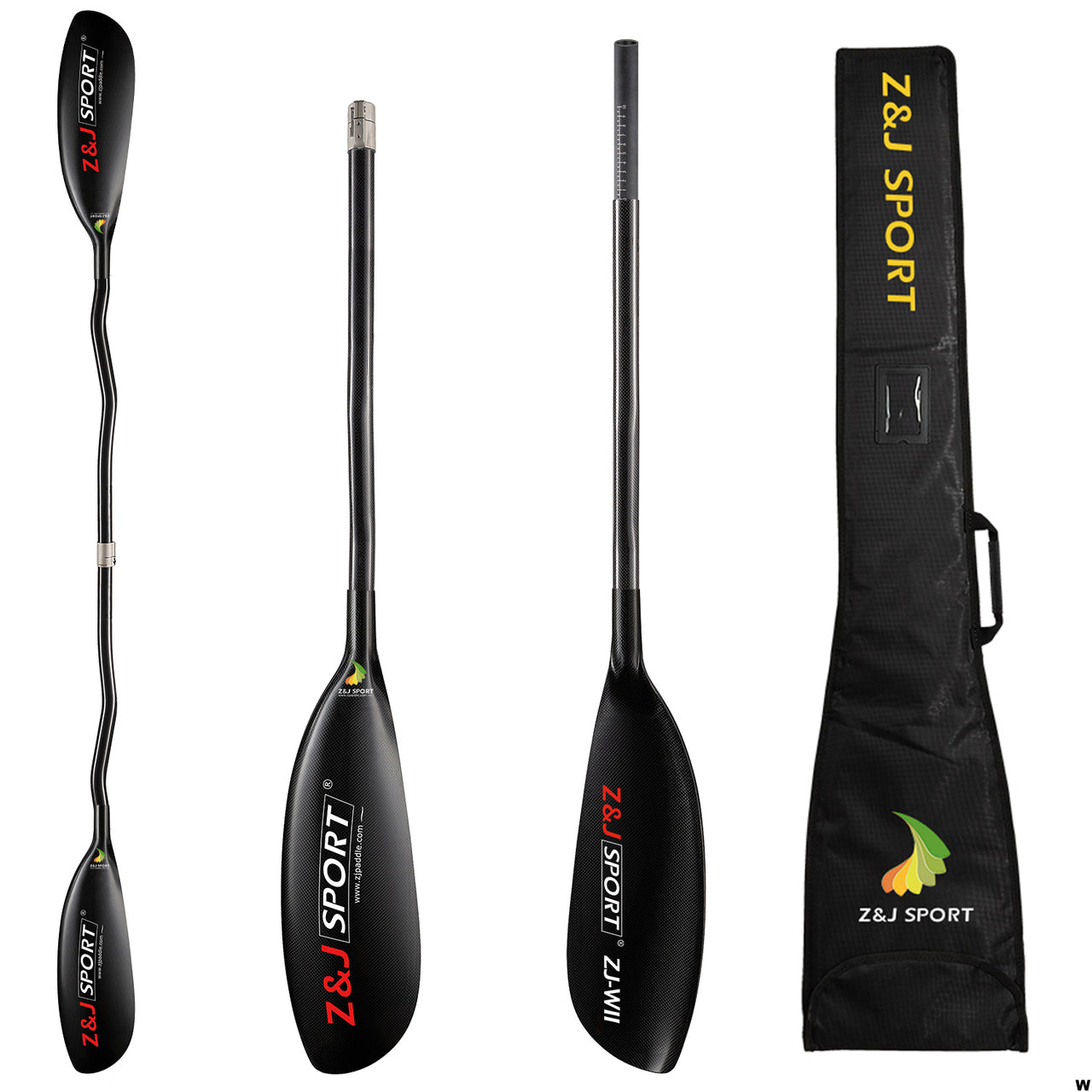 ZJ Full Carbon Kayak Paddle for Surfski Wing Blade with Bent Shaft W Series