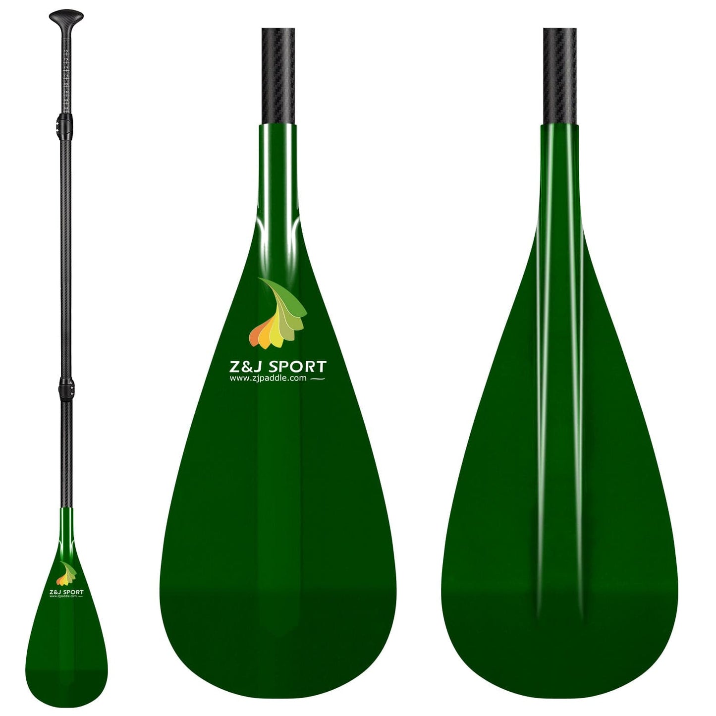 ZJ 3-Pieces Adjustable SUP Paddle Surfing Stand up Paddle With Translucent Fiberglass Blade (S)