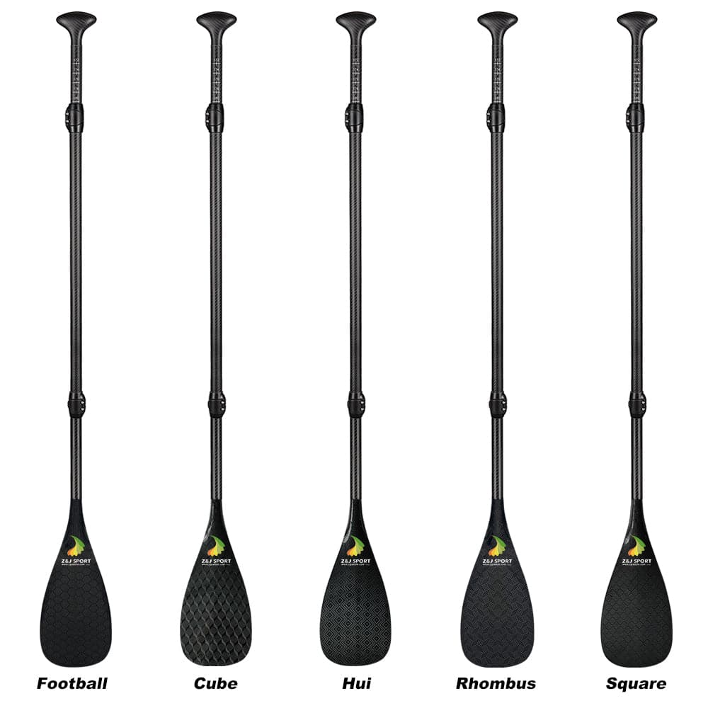 ZJ 3-Pieces Adjustable SUP Paddle All Water Carbon Stand up Paddle with New Weave Blade (GUI)