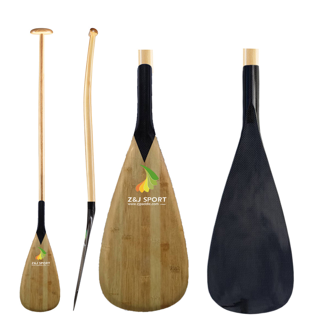 ZJ Hybrid Kids Outrigger Canoe Paddle for Va'a, Waka-ama, Vaka Carbon/Kevlar Blade (KM:22cm*42cm)