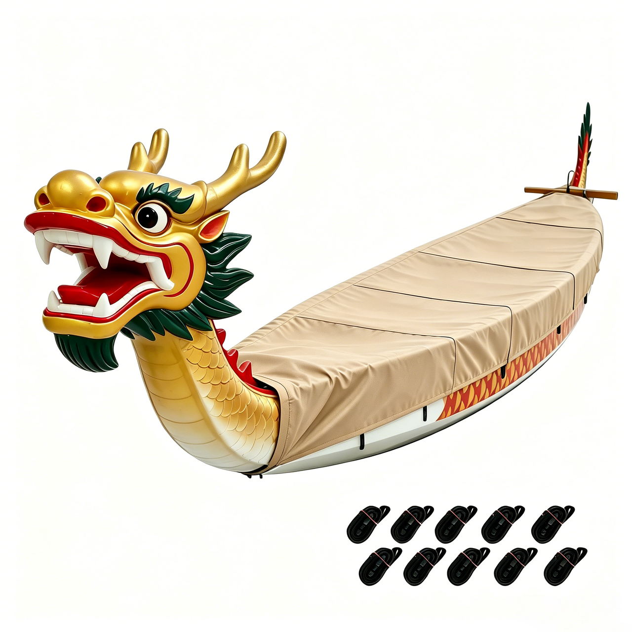 ZJ Premium Resistant Dragon Boat Cover with Tie-Down Straps (Random:grey/black)