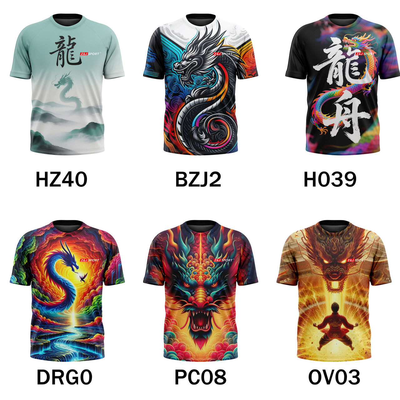 ZJ Dragon Boat T-Shirts Custom Made Dragon Boat Team Apparel Short Sleeve