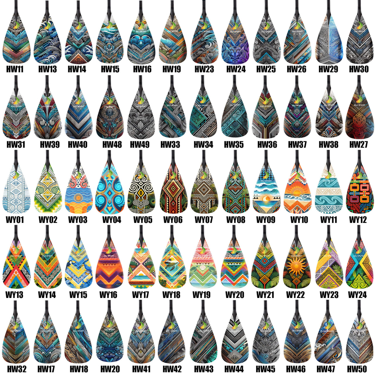 ZJ Full Carbon Steering Outrigger Canoe Paddle for Va'a, Waka-ama, Vaka Rudder Paddle (Graphics Optional)