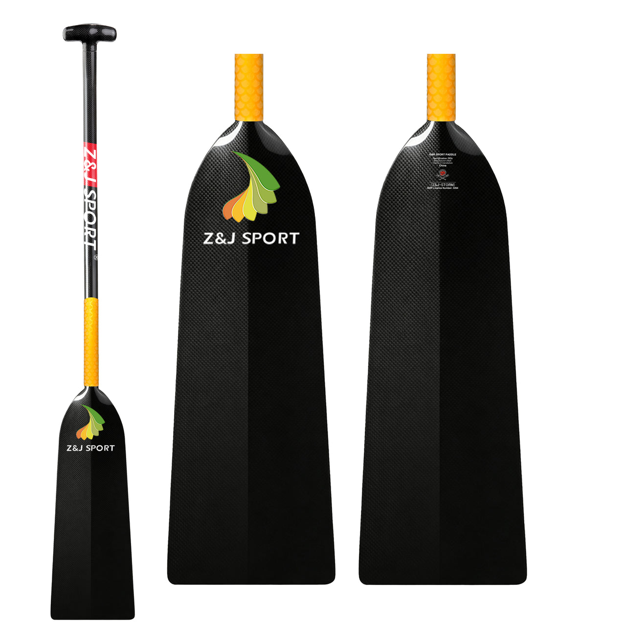 ZJ Dragon Boat Paddle Full Carbon IDBF Approved Paddle Dihedral Blade(STORM)