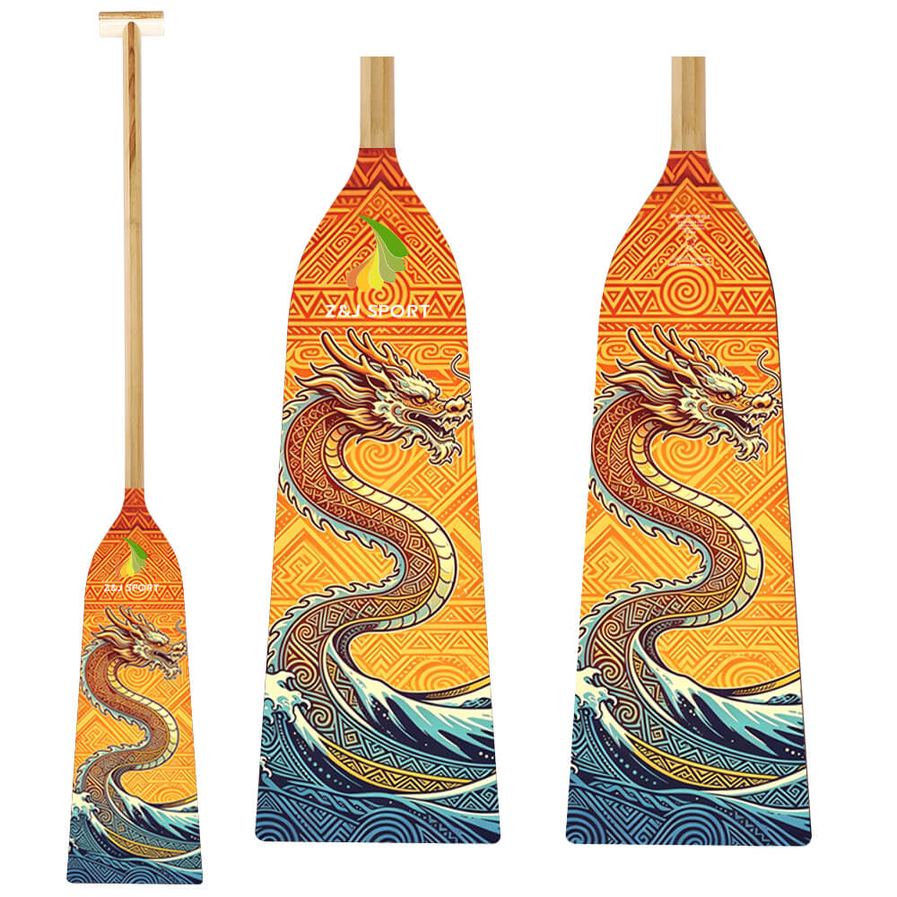 ZJ Wooden Dragon Boat Paddle With Fiberglass Reinforcement IDBF Approv
