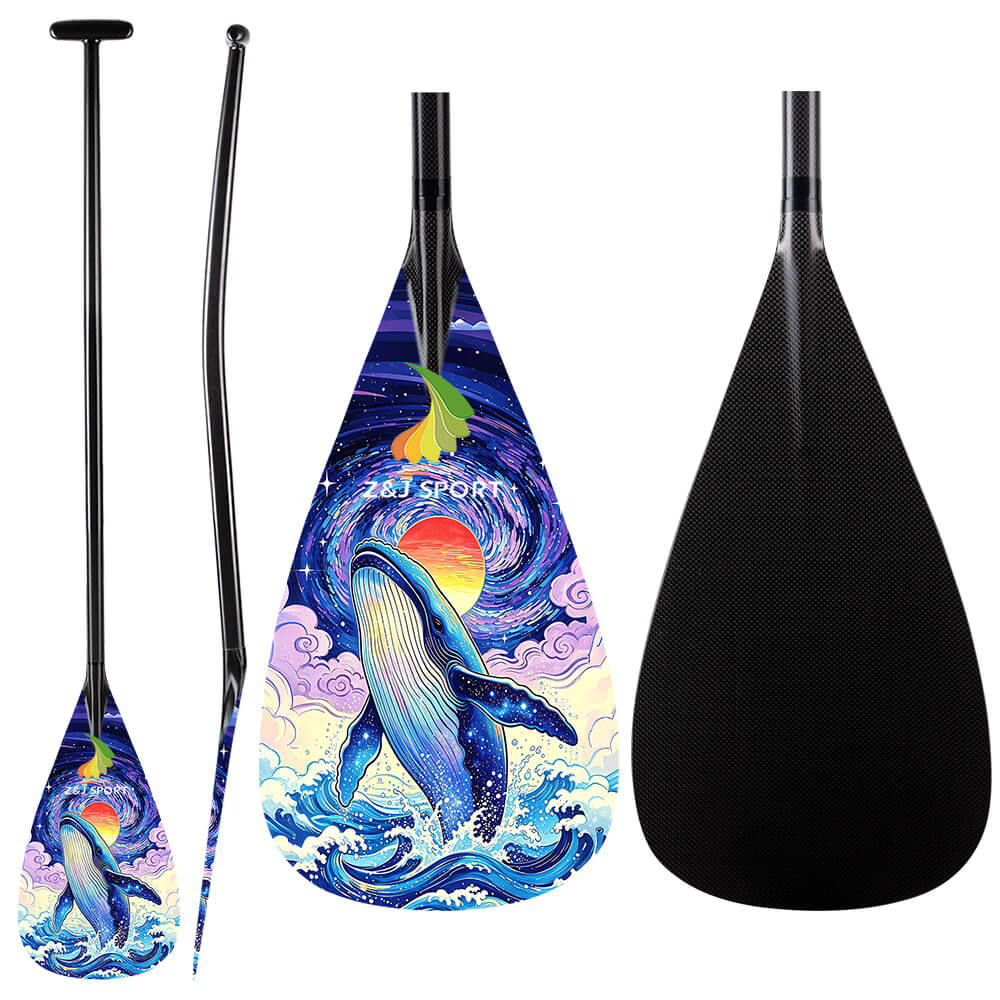 ZJ Full Carbon Outrigger Canoe Paddle for Va'a, Waka-ama, Vaka Graphic Blade  (Graphics Optional/ Custom Designs)