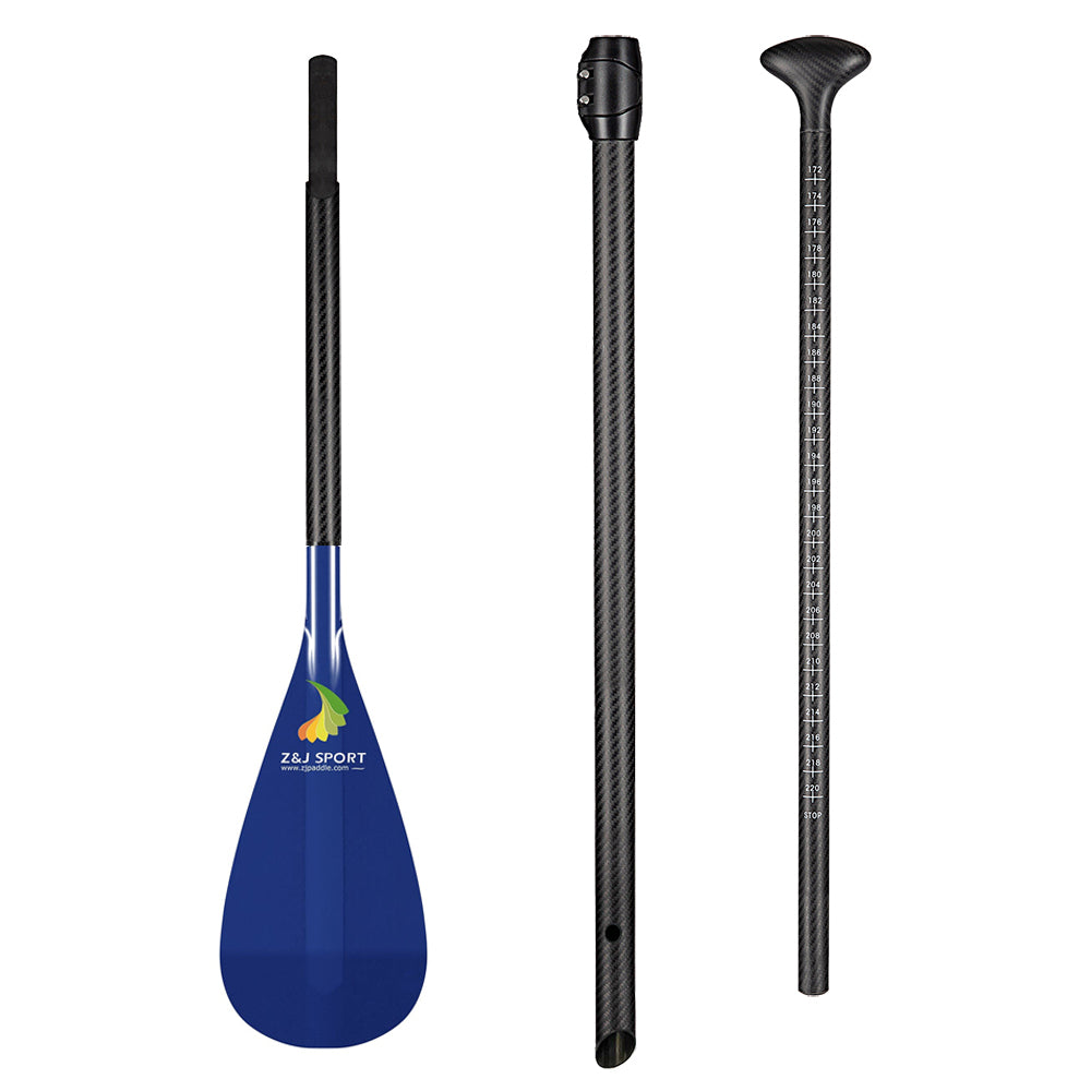 ZJ 3-Piece Adjustable SUP Paddle Surfing Stand up Paddle Translucent Fiberglass Blade (S)