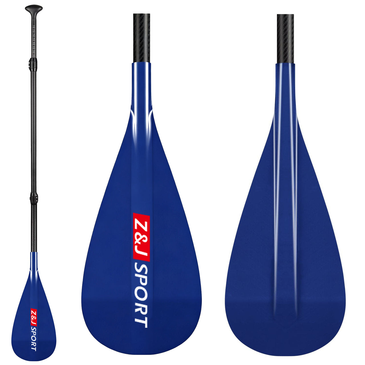 ZJ 3-Piece Adjustable SUP Paddle Surfing Stand up Paddle Translucent Fiberglass Blade (S)