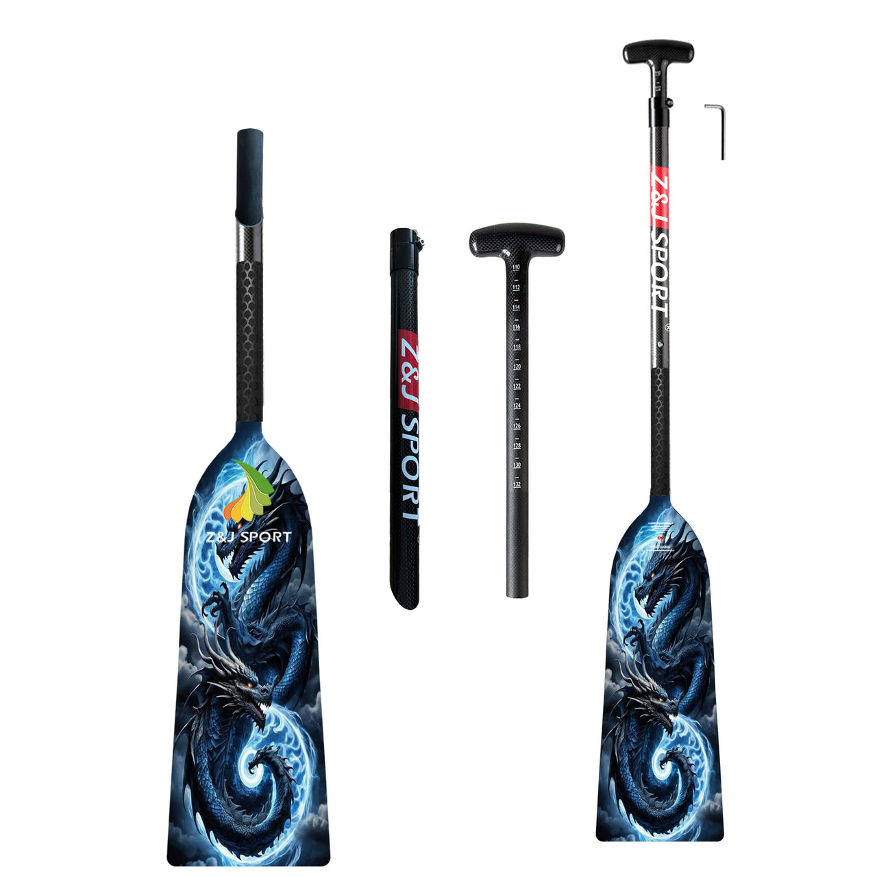 ZJ Graphic IDBF Dragon Boat Paddle Big Dihedral Blade（SWORD Graphic）