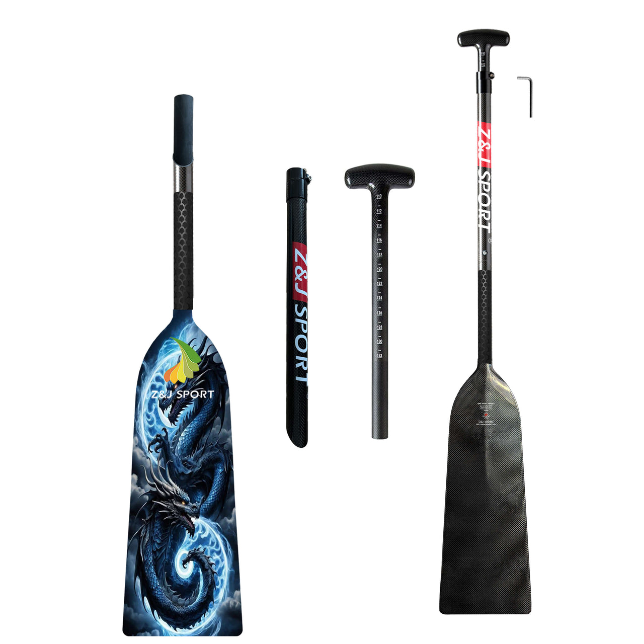 ZJ Graphic IDBF Dragon Boat Paddle Big Dihedral Blade（SWORD Graphic）