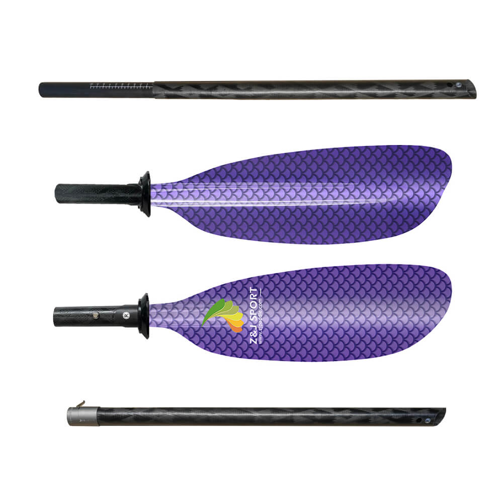 ZJ Seakayak Paddle Carbon Shaft Low-angle Paddling Relaxed Glassfiber Blade for Touring Kayak (SKR-III)