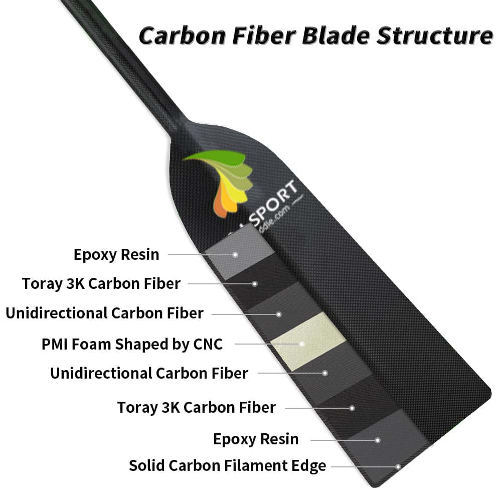 ZJ Matte Carbon Fiber IDBF Dragon Boat Paddle with Big Dihedral Blade