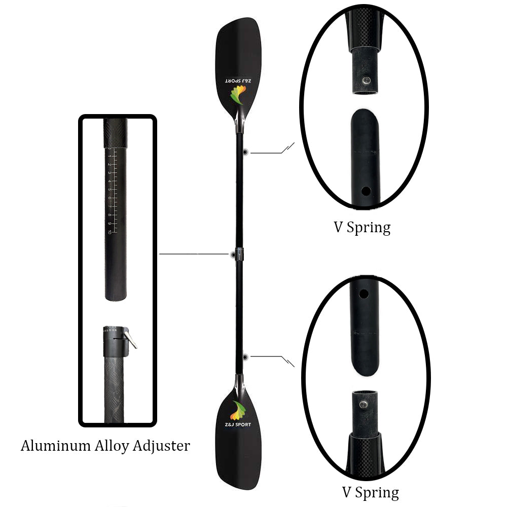 ZJ 4-piece Whitewater Kayaking Paddle Carbon Fiberglass Kevlar Blade (Classic model)