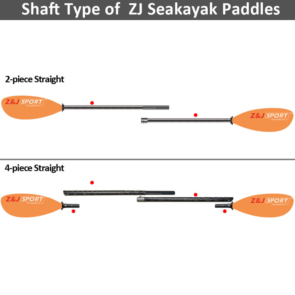 ZJ Seakayak Paddle Carbon Shaft High-angle Paddling Dynamic Glassfiber Blade for Touring Kayak (SKD-II)
