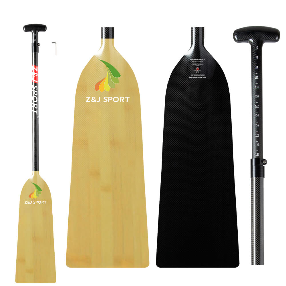 ZJ Graphic Dragon Boat Paddle IDBF Approved Full Carbon-Wooden Veneer Blade