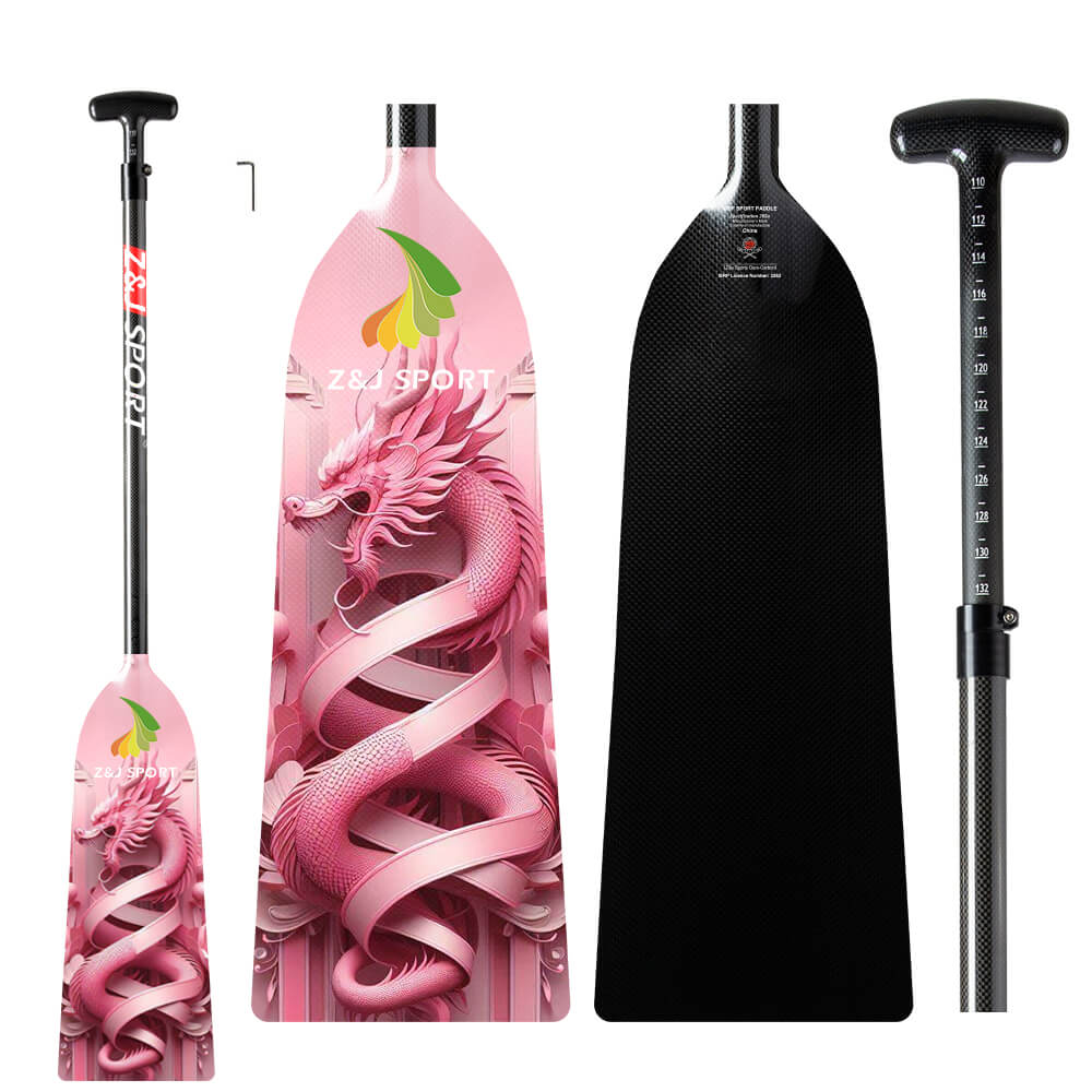 ZJ Adjustable Graphic Dragon Boat Paddle Full Carbon IDBF Approved Paddle-PINK Series