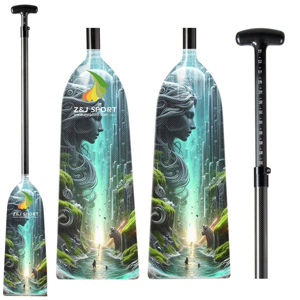 ZJ Adjustable Dragon Boat Paddle Full Carbon IDBF Approved Paddle (ADDP, Graphics Optional)