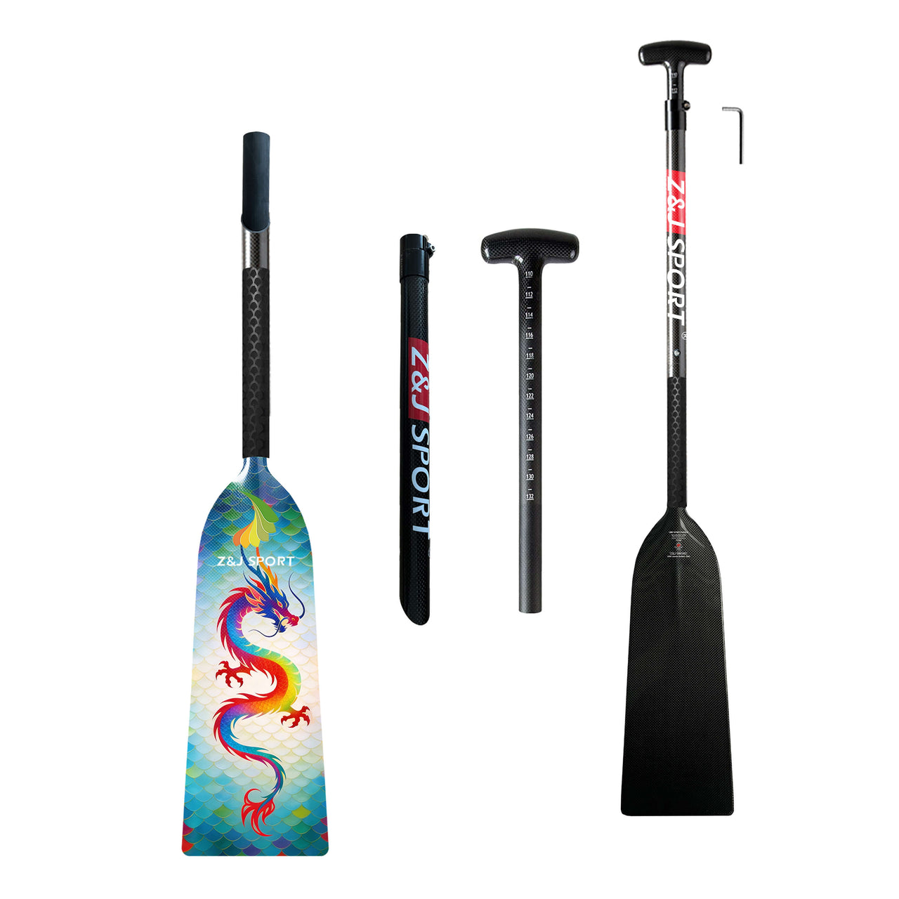 ZJ Graphic IDBF Dragon Boat Paddle Big Dihedral Blade（SWORD Graphic）