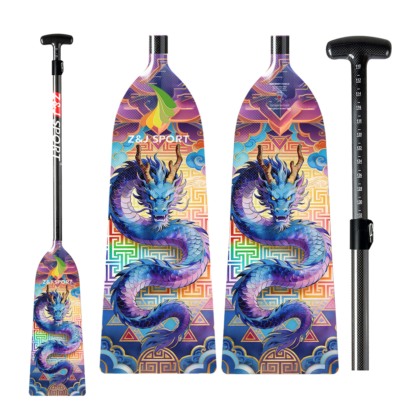 ZJ Graphic Dragon Boat Paddle IDBF Approved Oval Shaft （OPDP Graphic）