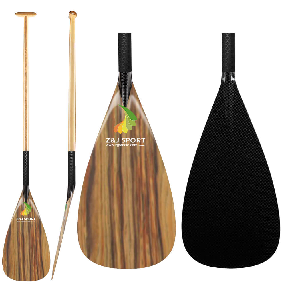 ZJ Hybrid Outrigger Canoe Paddle for Va'a, Waka-ama, Vaka Wood Shaft with Anti Skid Grip  (Wooden Veneer)