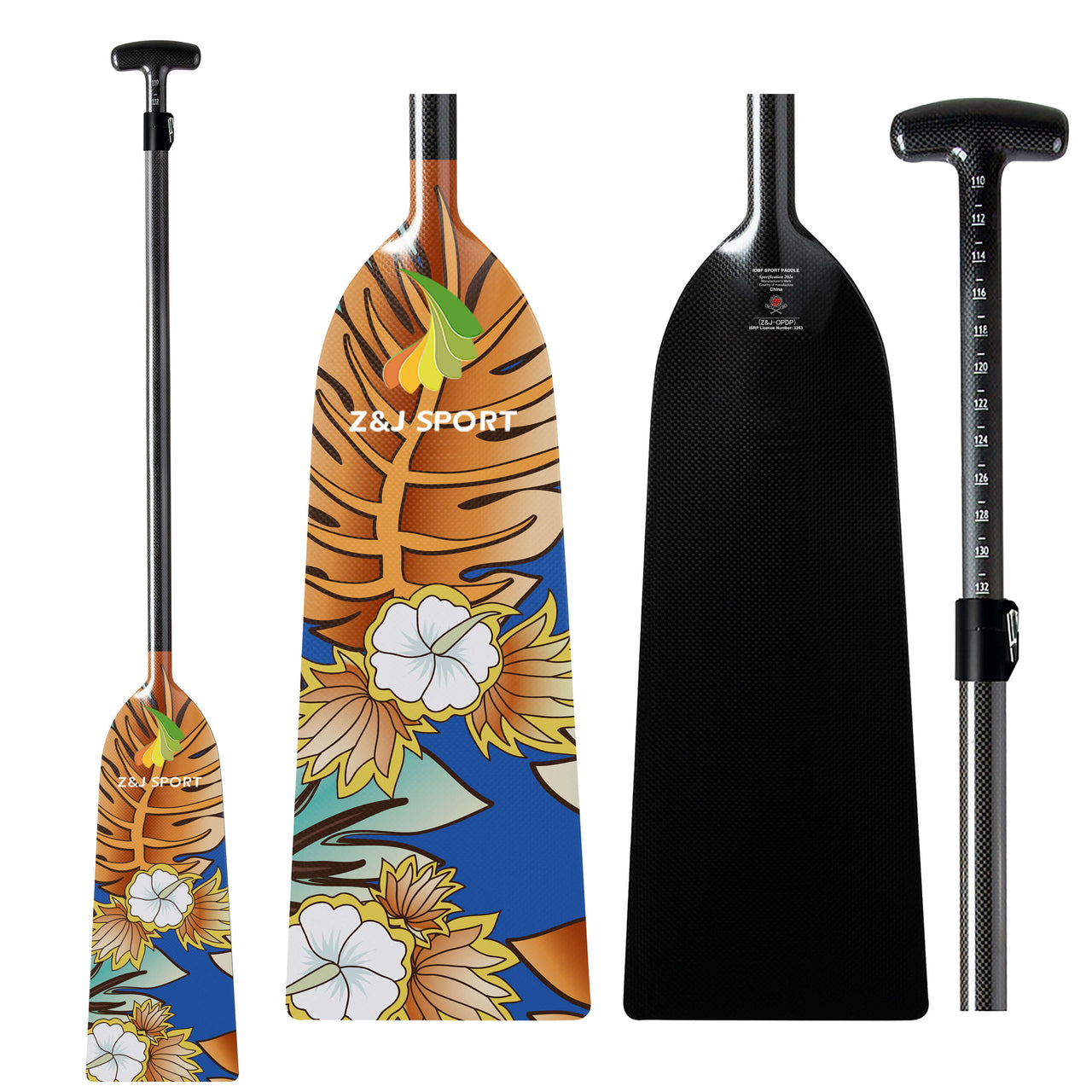 ZJ Graphic Dragon Boat Paddle Full Carbon IDBF Approved Paddle (BH369，One Side)