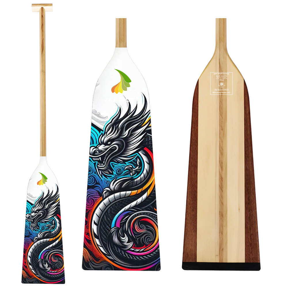 Graphic Dragon Boat Paddle Full Wooden