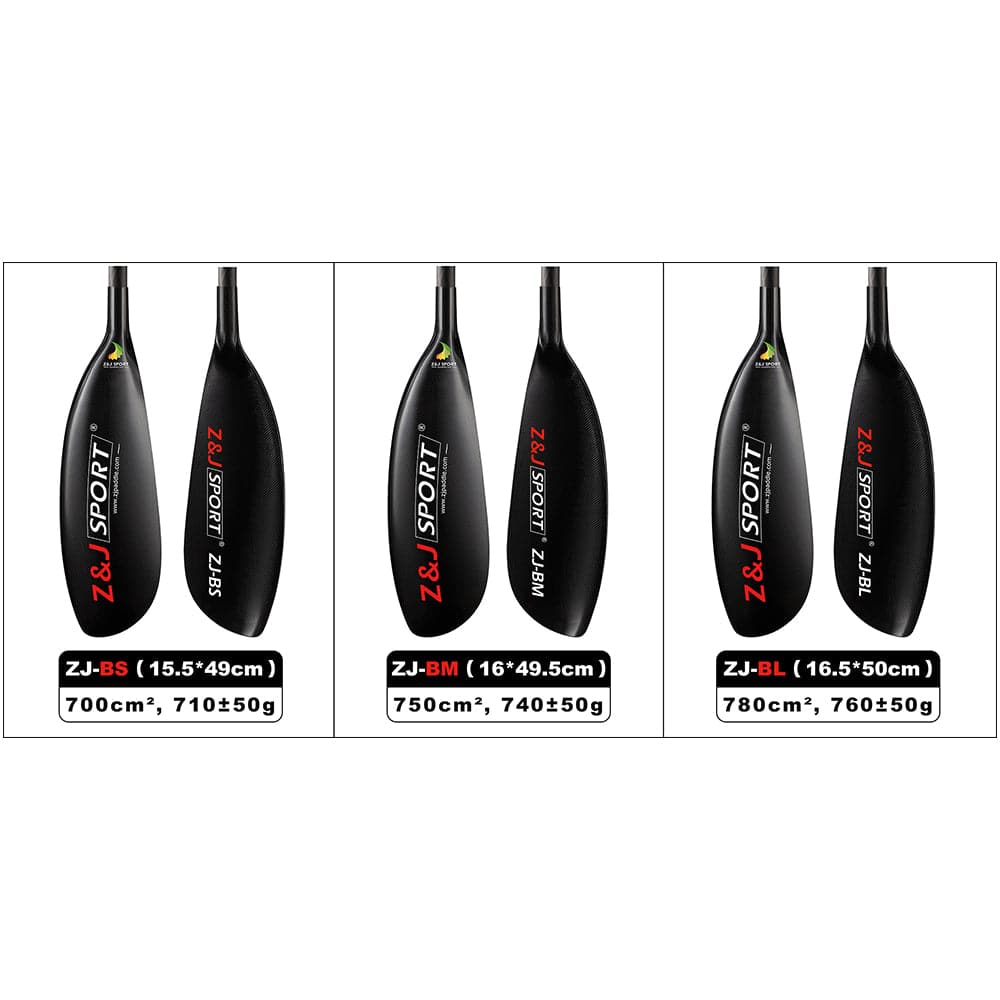 ZJ Full Carbon Kayak Paddle for Surfski Wing Blade with Straight Round Shaft B Series 700cm²/750cm²/780cm²
