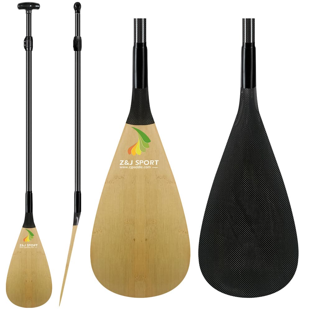 ZJ Adjustable Full Carbon Outrigger Canoe Paddle for Va'a, Waka-ama, Vaka Straight Shaft  46"-52" with C-SM Blade