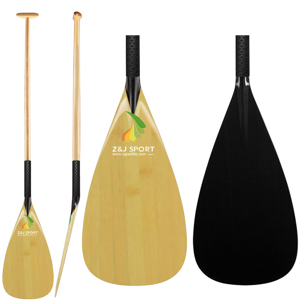 ZJ Hybrid Outrigger Canoe Paddle for Va'a, Waka-ama, Vaka Wood Shaft with Anti Skid Grip  (Wooden Veneer)
