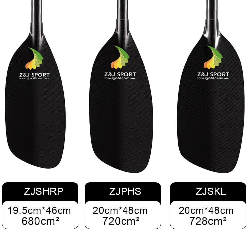 ZJ 4 peças de remo de caiaque em águas bravas de carbono completo eixo oval reto e bolsa de remo