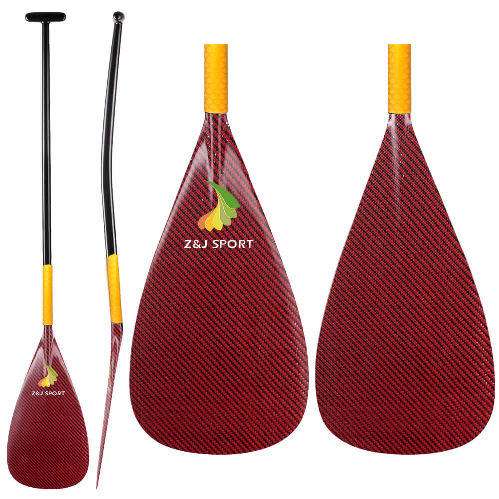 ZJ Full Carbon Outrigger Canoe Paddle for Va'a, Waka-ama, Vaka Upper Bent Shaft with Anti Skid Grip (New Weave/ Kevlar / Innegra)