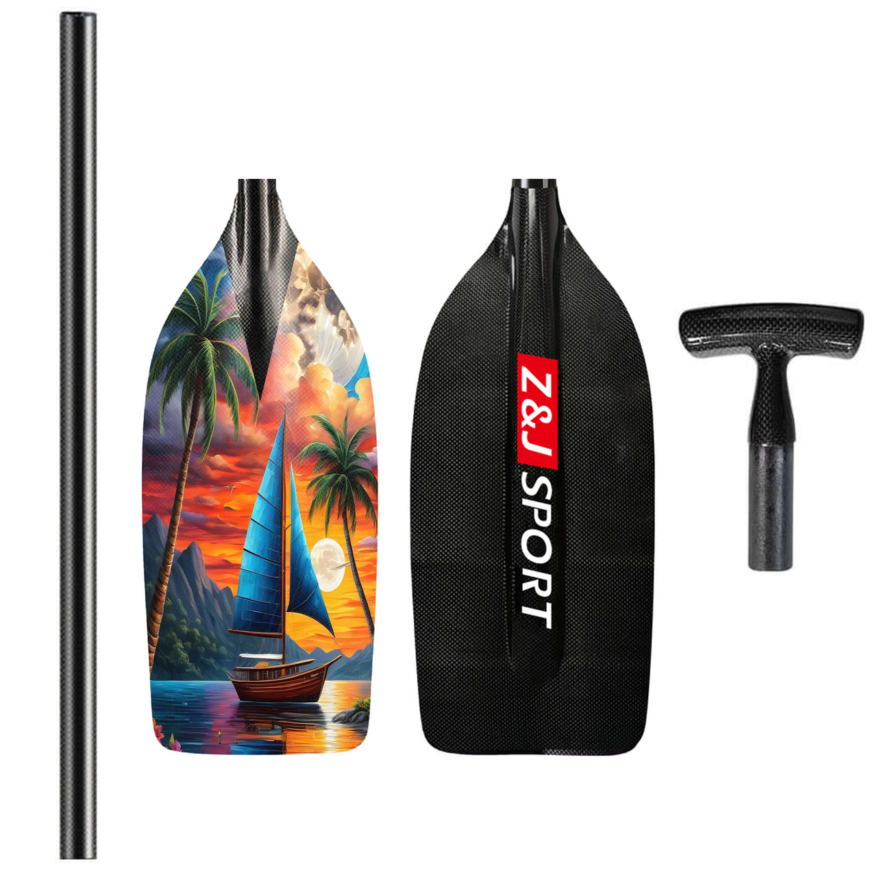 ZJ Canoe Whitewater Rafting Paddle with Carbon / Kevlar / Innegra / Graphic Blade  (unassembled)