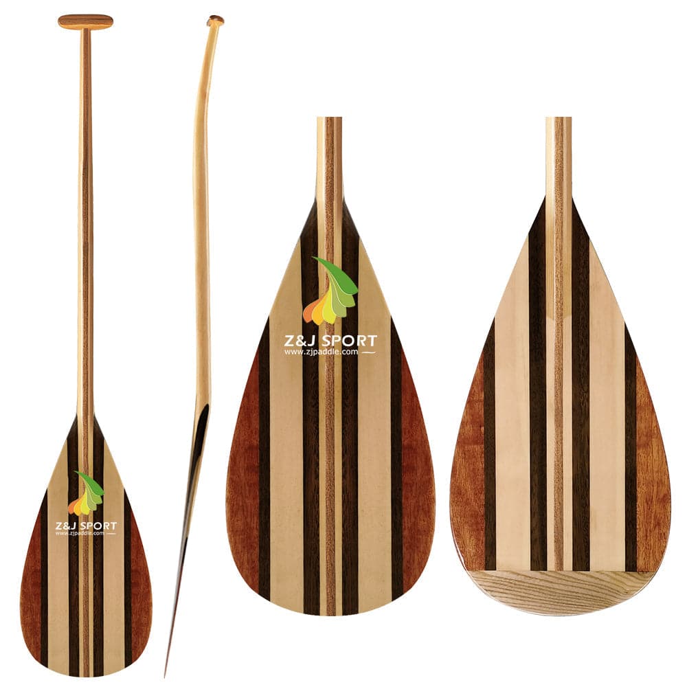 ZJ Full Wooden Outrigger Canoe Paddle for Va'a, Waka-ama, Vaka (WOC, Graphic Blade Optional)