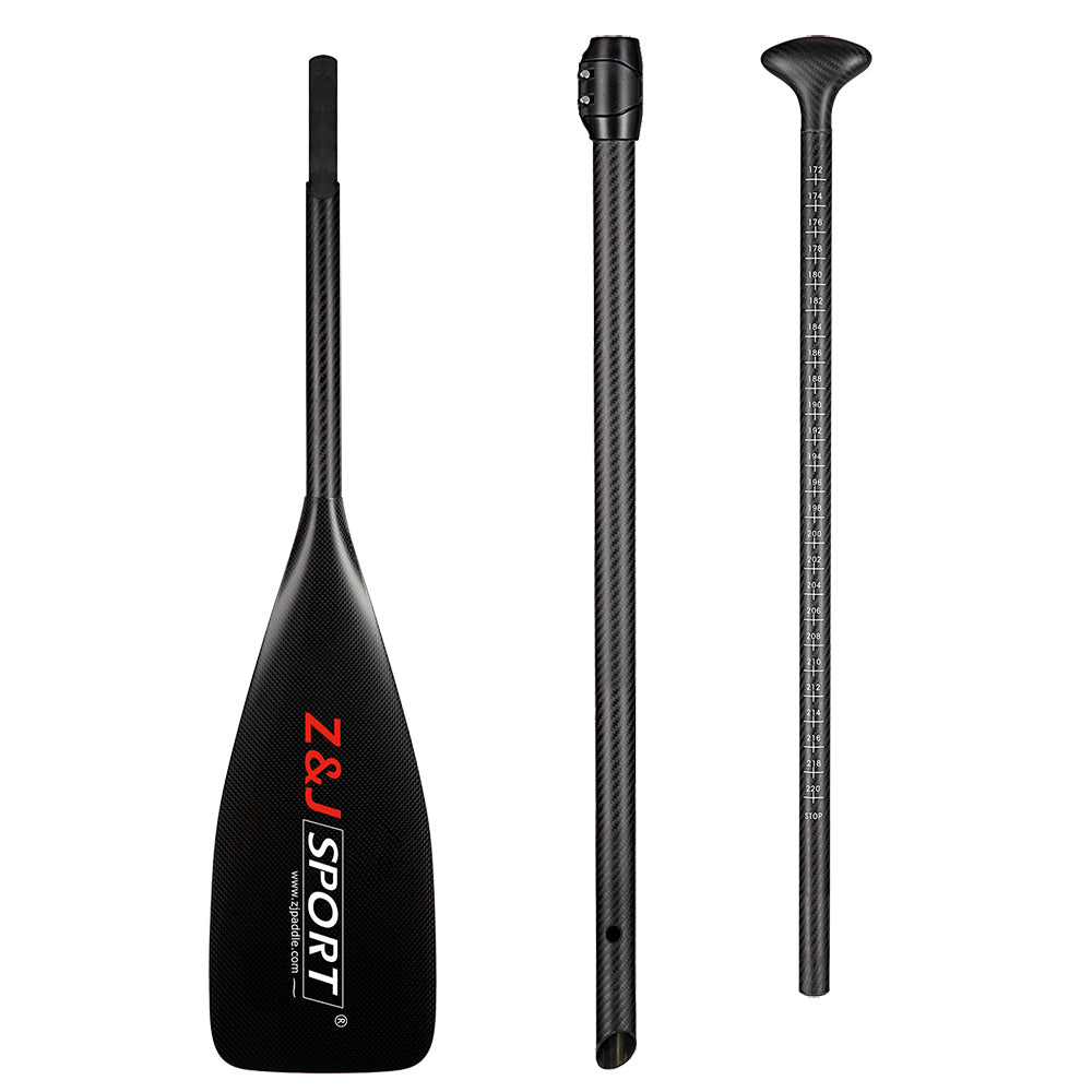 ZJ 3-Piece Adjustable SUP Paddle Carbon Race Stand up Paddle 67.4/78.3/90.7 sq.in Blade(H)