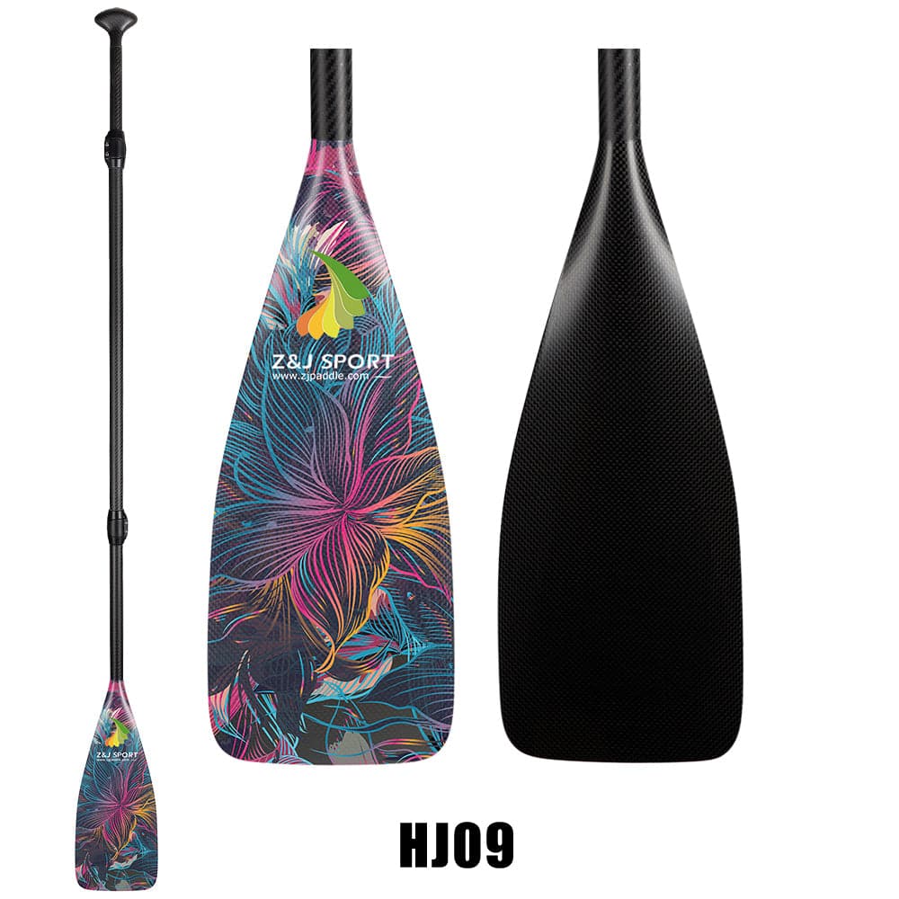 ZJ 3-Pieces Adjustable SUP Paddle Carbon Race Stand up Paddle (H, Graphic）