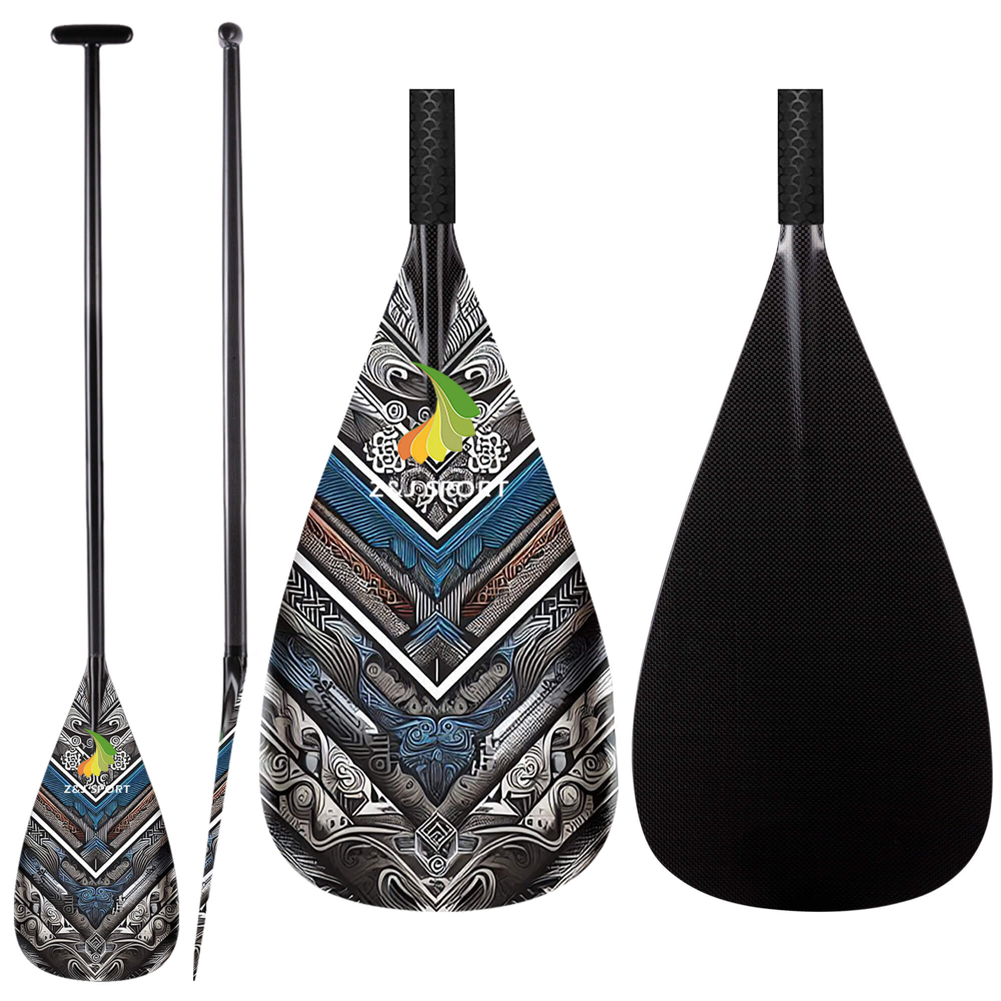 ZJ Full Carbon Outrigger Canoe Paddle for Va'a, Waka-ama, Vaka Graphic