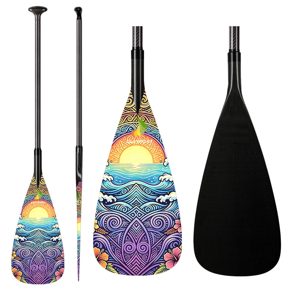 ZJ Full Carbon Steering Outrigger Canoe Paddle for Va'a, Waka-ama, Vaka Rudder Paddle (Graphics Optional)