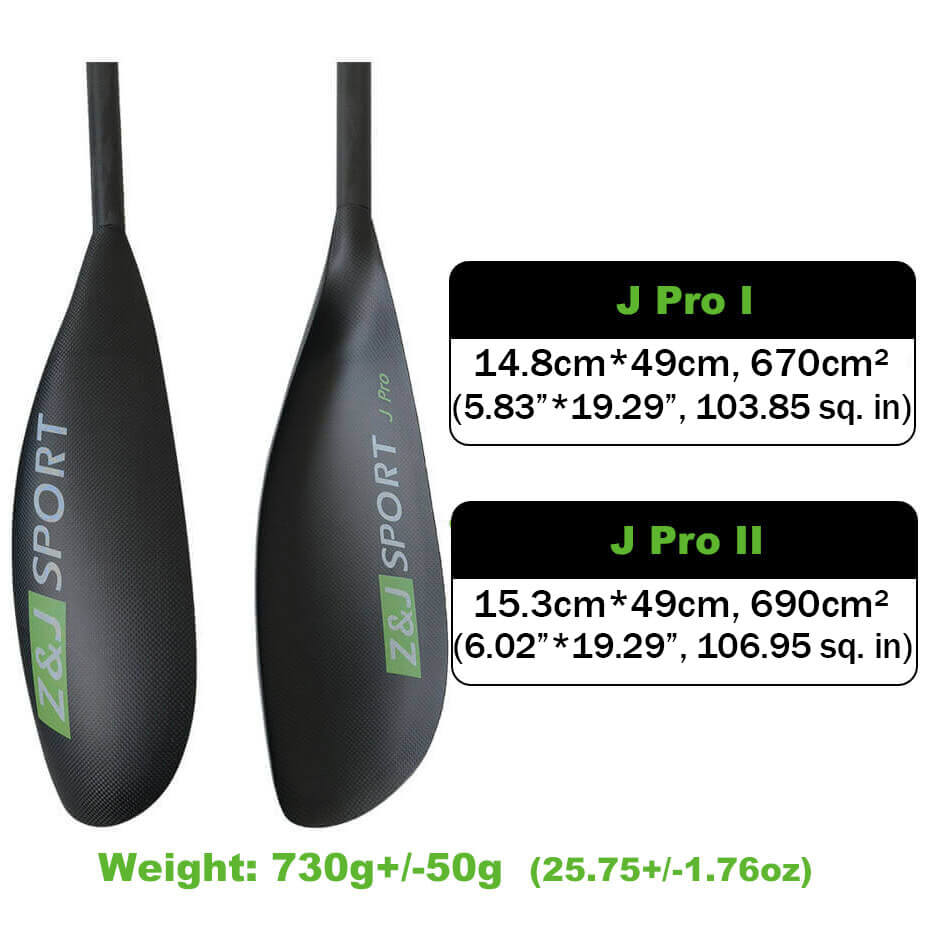ZJ Matte Carbon Kayak Paddle Twisted Wing Blade for Surfski with Straight Shaft (J Pro)