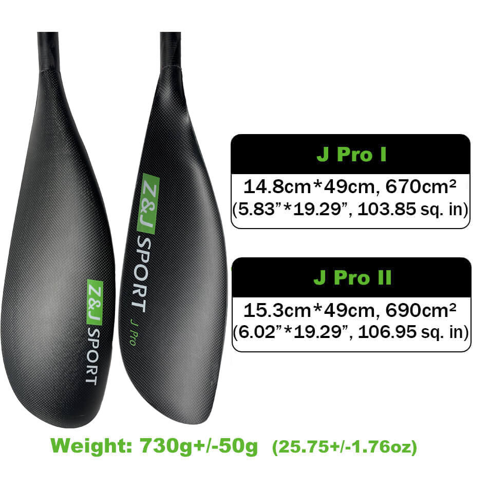 ZJ Matte Carbon Kayak Paddle Twisted Wing Blade for Surfski with Cranked Shaft （J Pro）