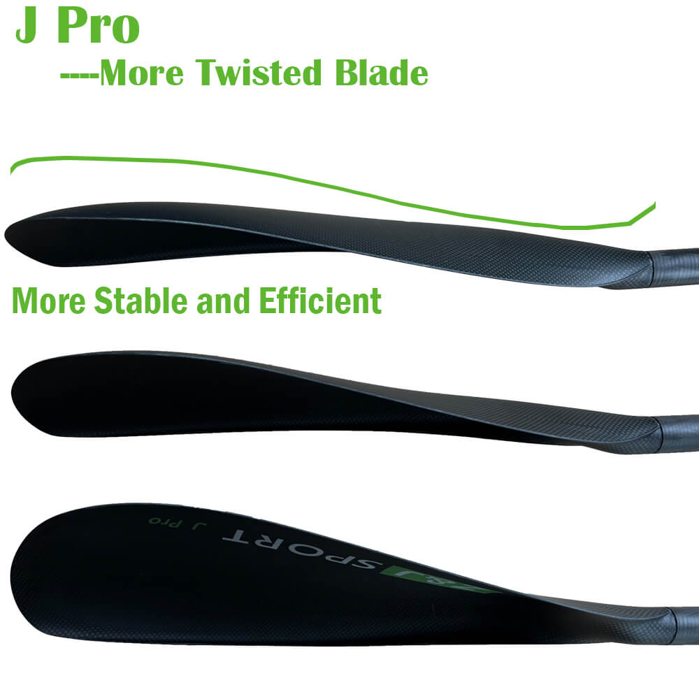 ZJ Matte Carbon Kayak Paddle Twisted Wing Blade for Surfski with Straight Round Shaft （J Pro）