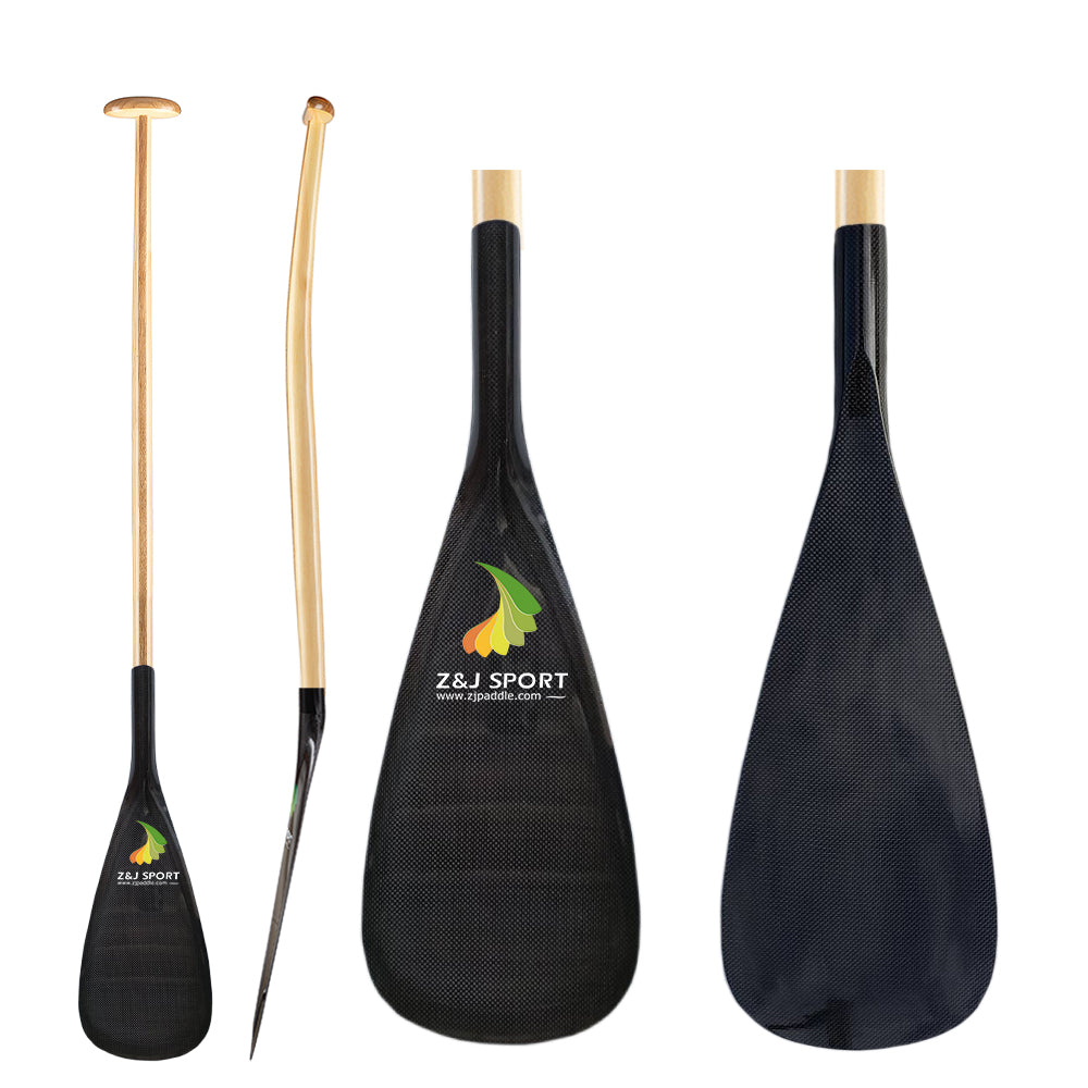 ZJ Hybrid Kids Outrigger Canoe Paddle for Va'a, Waka-ama, Vaka Carbon/Kevlar Blade (KM:22cm*42cm)