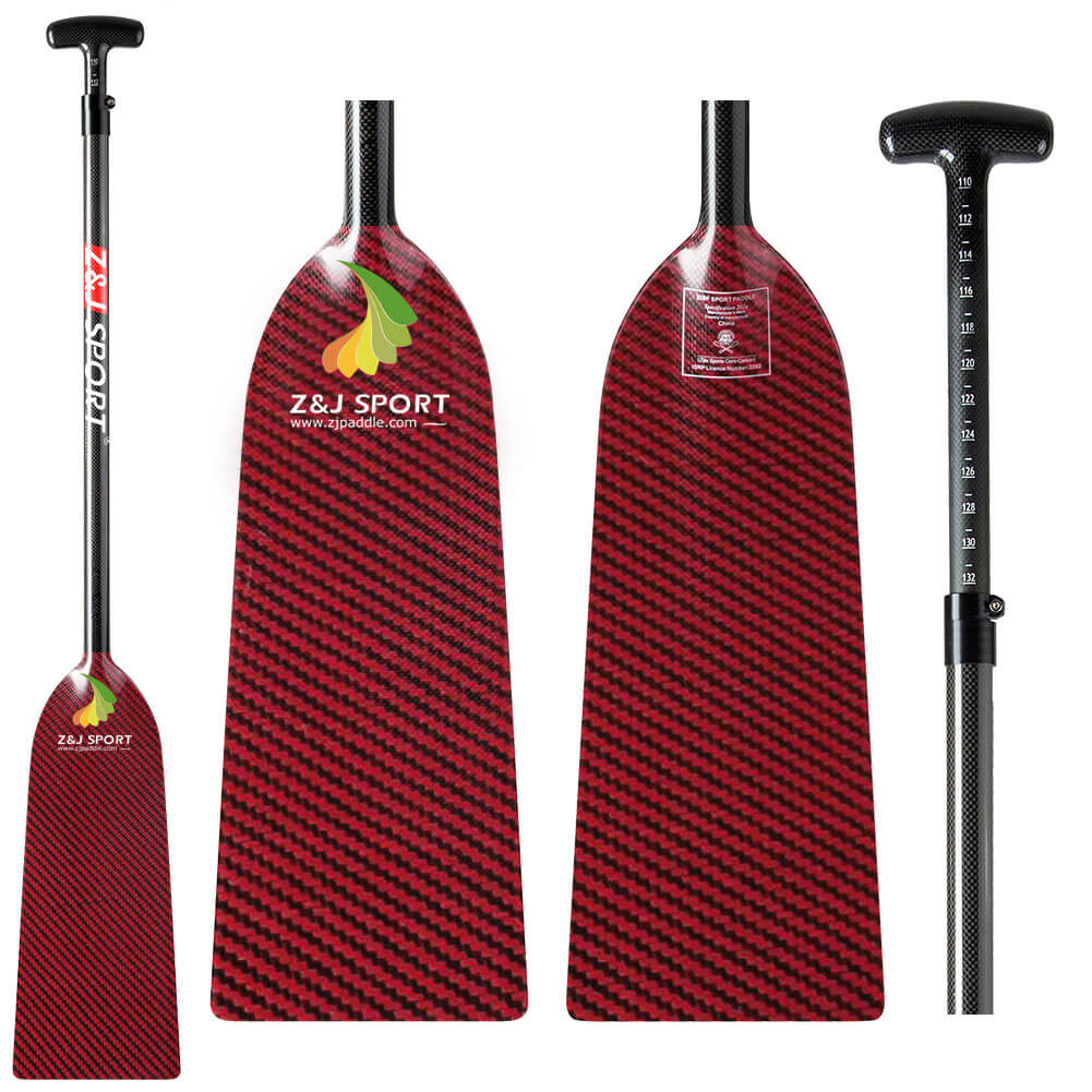 ZJ IDBF Approved Dragon Boat Paddle Carbon Wave Flat Blade (T700/Jacquard Carbon/Kevlar/ Innegra)