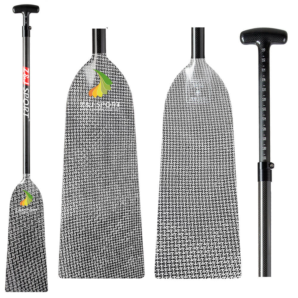 ZJ IDBF Approved Dragon Boat Paddle Carbon Wave Flat Blade (T700/Jacquard Carbon/Kevlar/ Innegra)